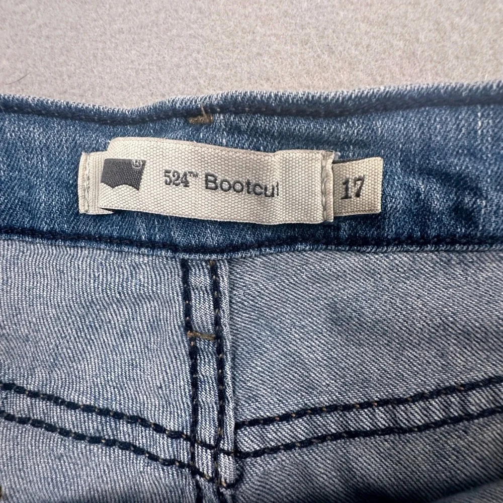 Levis 524 Bootcut Jeans Womens 17 Blue Denim Mid Rise Stretch Pakistan Made